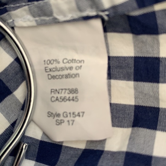 Madewell Gingham Cold Shoulder Navy and White - XS - Picture 5 of 10